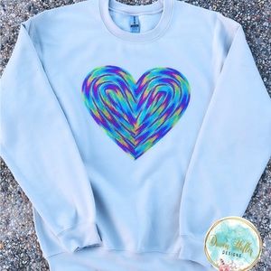 Women’s Size Medium Rainbow Sequin Heart Patch Sweatshirt